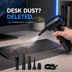 Rechargeable Turbo Air Duster cleaning a desktop keyboard thumbnail