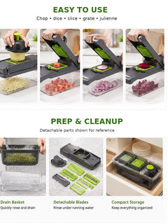 15-in-1 Vegetable Chopper and Slicer shown in use with detachable parts for cleanup thumbnail