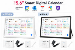 15.6 inch smart digital calendar in white and black with accessories thumbnail