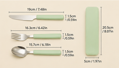 Portable stainless steel utensil set size guide thumbnail