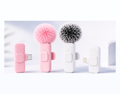 Supply Hub wireless lavalier microphone hero showing pink and white color options with USB-C and Lightning receivers thumbnail